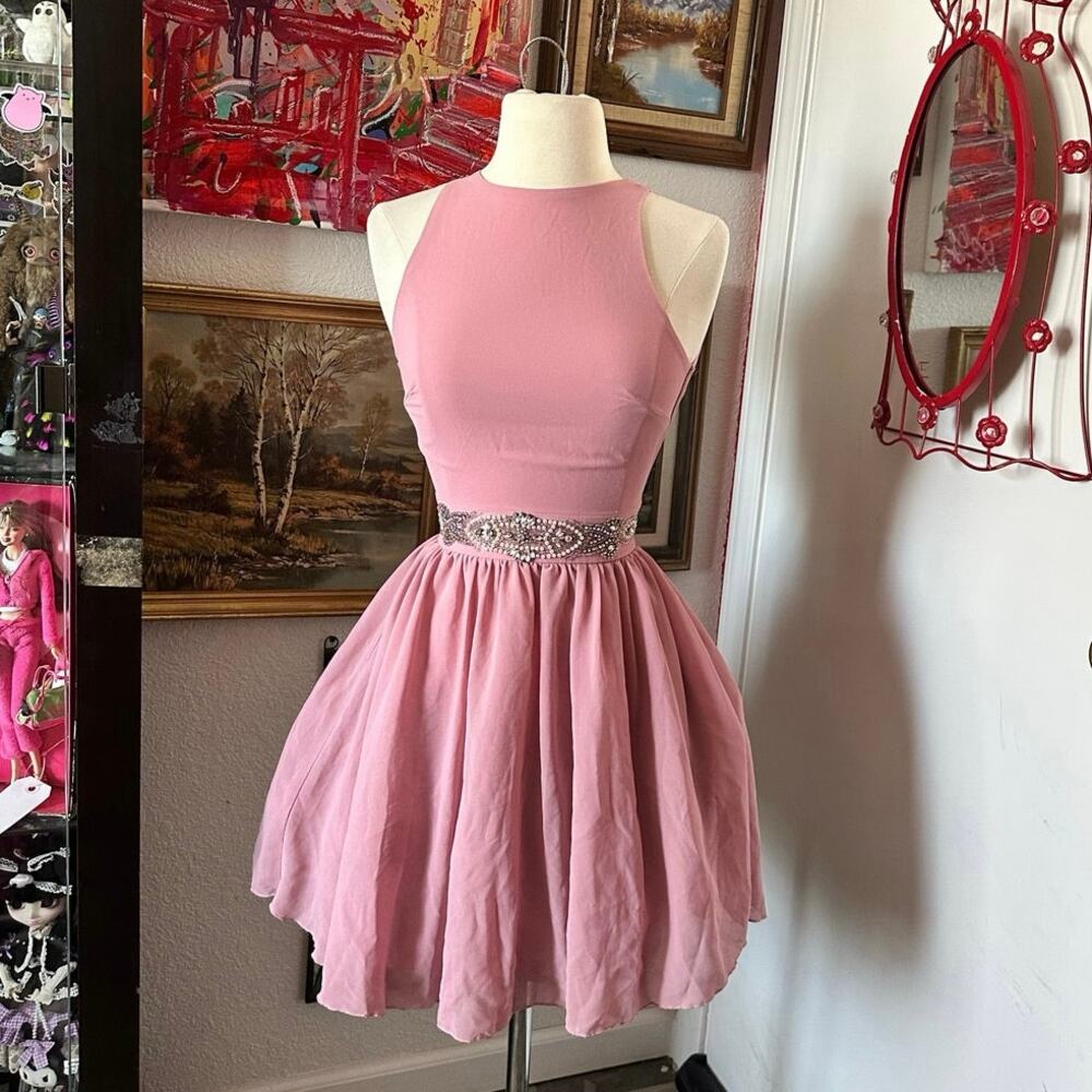 tfnc london pink backless mini dress